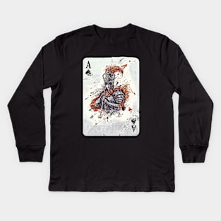 Queen of spades poker card: The Dark Warrior Kids Long Sleeve T-Shirt